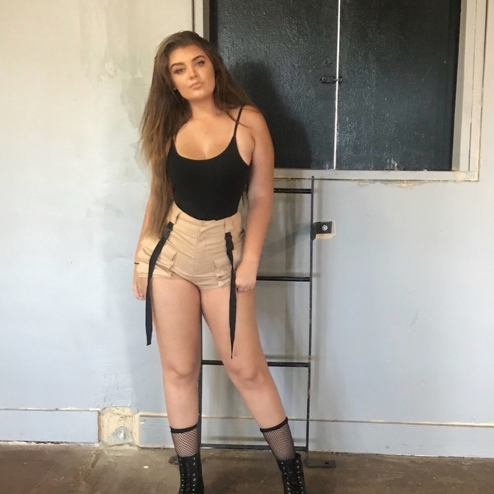 Tan cargo shorts